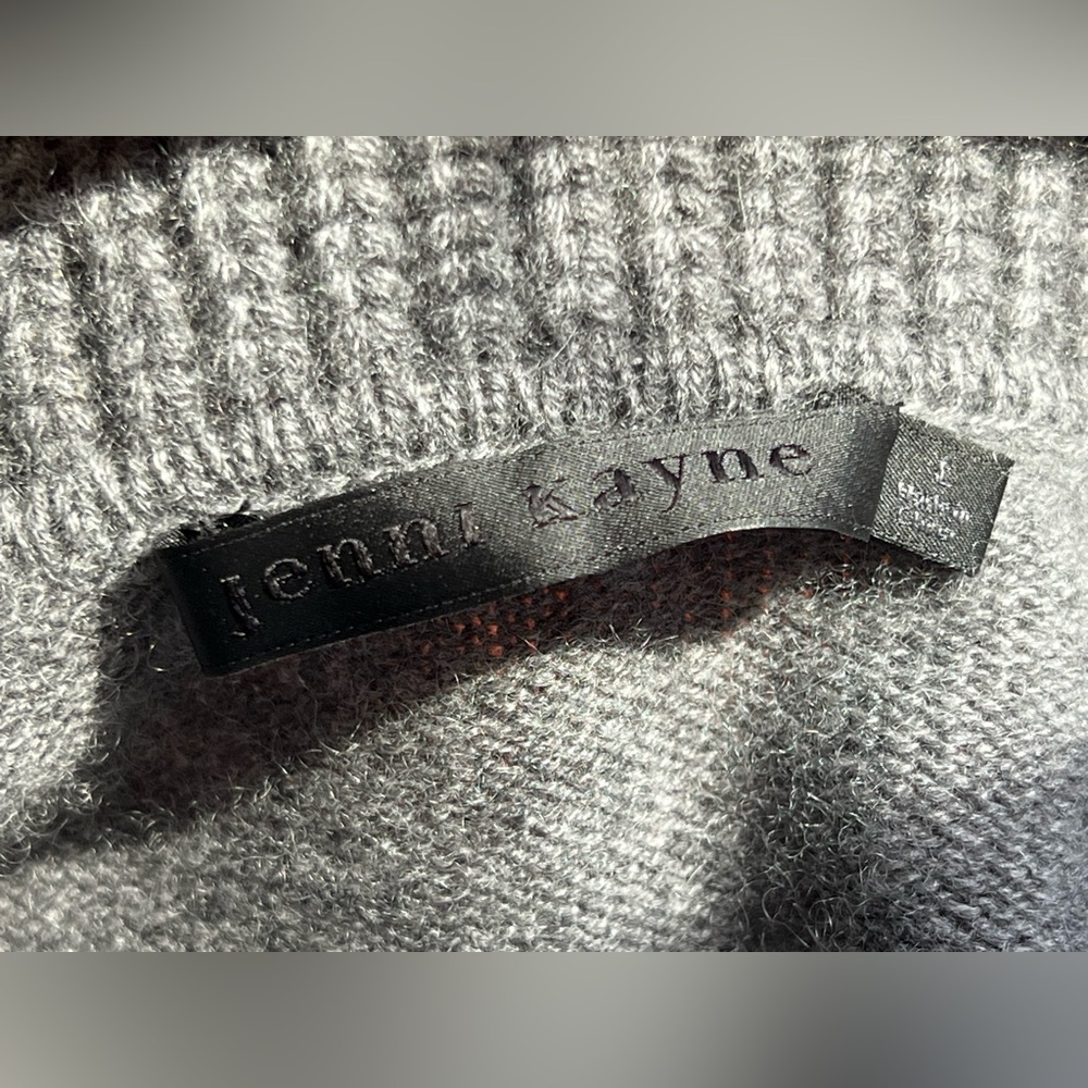 $425 Jenni Kayne Frances Polo Cashmere Sweater in Thunder - Size L - Picture 9 of 10